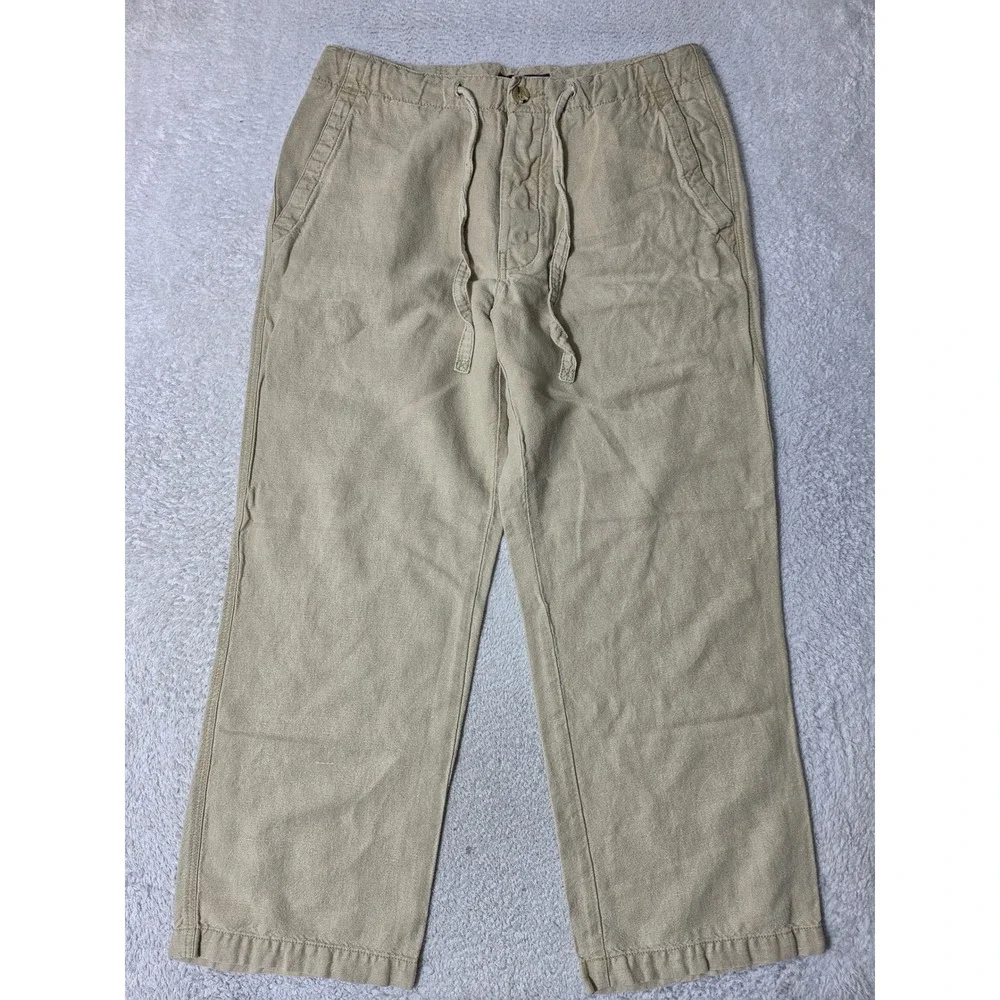 NEW Banana Republic Pants Mens 34/30 Tan Linen Blend Drawstring Heritage 34x30